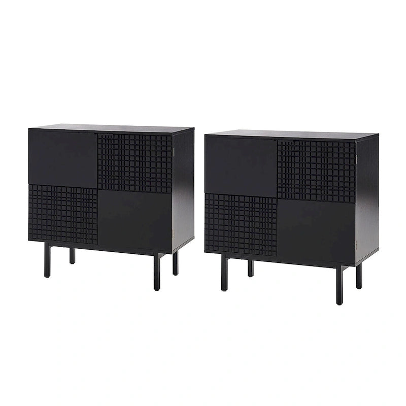 30Tall 2 Door Accent Cabinet with Metal Leg Set of 2by