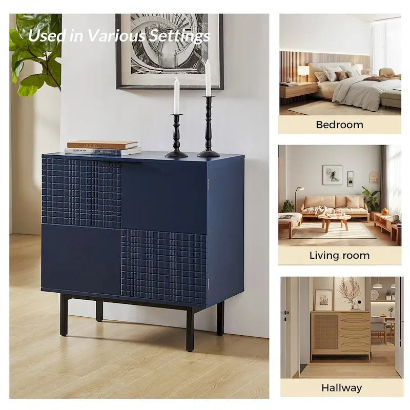 30Tall 2 Door Accent Cabinet with Metal Leg Set of 2by