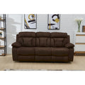Betsy Furniture Microfiber Manual Rclining 3-seat Sofa Couch in Dark Brown 8005