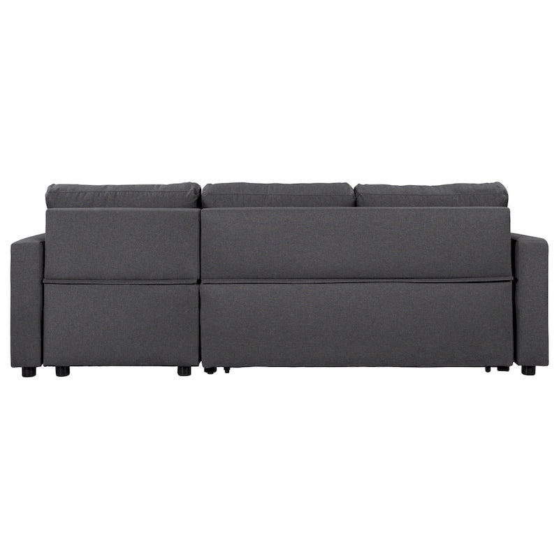 Upholstery Sleeper Sectional Sofa with Storage Space and 2 Tossing Cushions