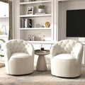 Moderne met fluweel beklede draaifauteuil van 360 graden met gecapitonneerde rugleuning, set van 2