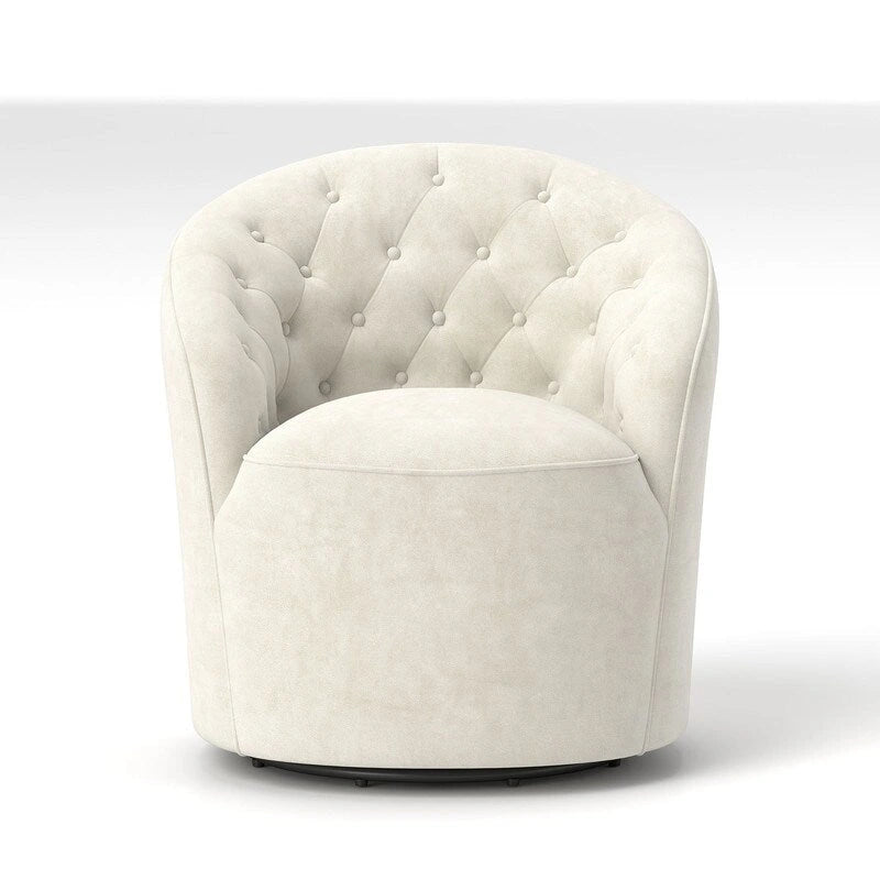 Moderne met fluweel beklede draaifauteuil van 360 graden met gecapitonneerde rugleuning, set van 2