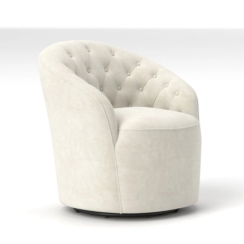 Moderne met fluweel beklede draaifauteuil van 360 graden met gecapitonneerde rugleuning, set van 2