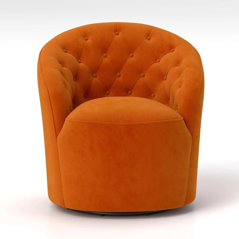 Modern Velvet Upholstered 360 Degree Swivel Barrel Chair with Button Tufted Back Set of 2