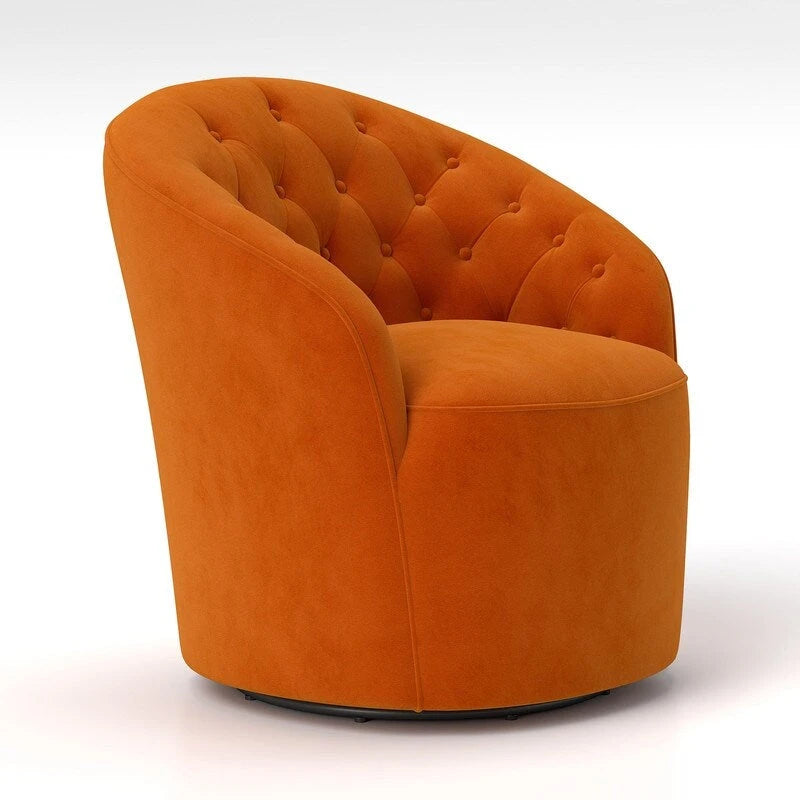 Moderne met fluweel beklede draaifauteuil van 360 graden met gecapitonneerde rugleuning, set van 2