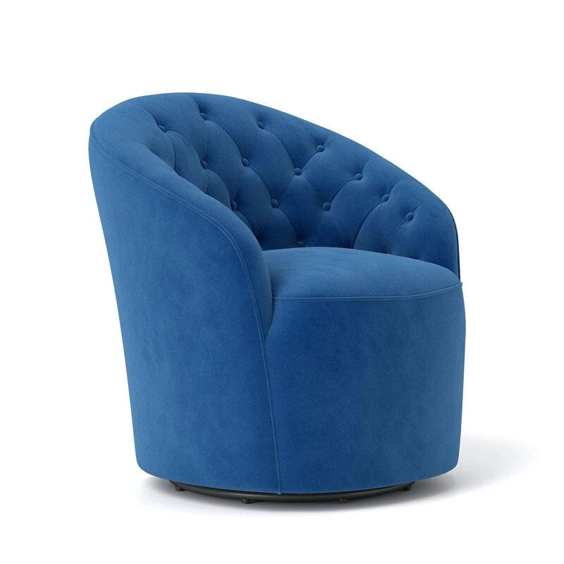 Moderne met fluweel beklede draaifauteuil van 360 graden met gecapitonneerde rugleuning, set van 2