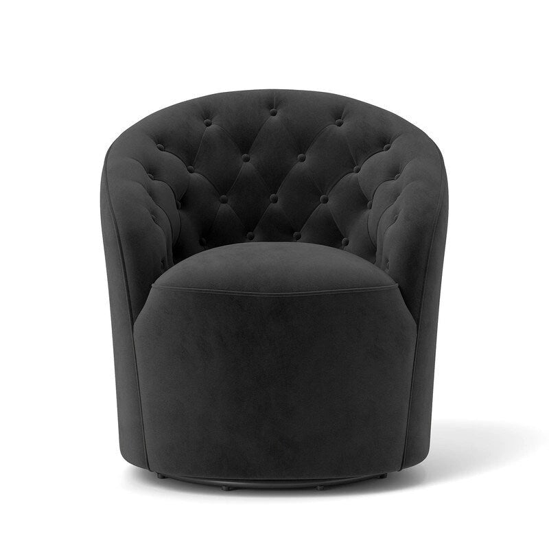 Moderne met fluweel beklede draaifauteuil van 360 graden met gecapitonneerde rugleuning, set van 2