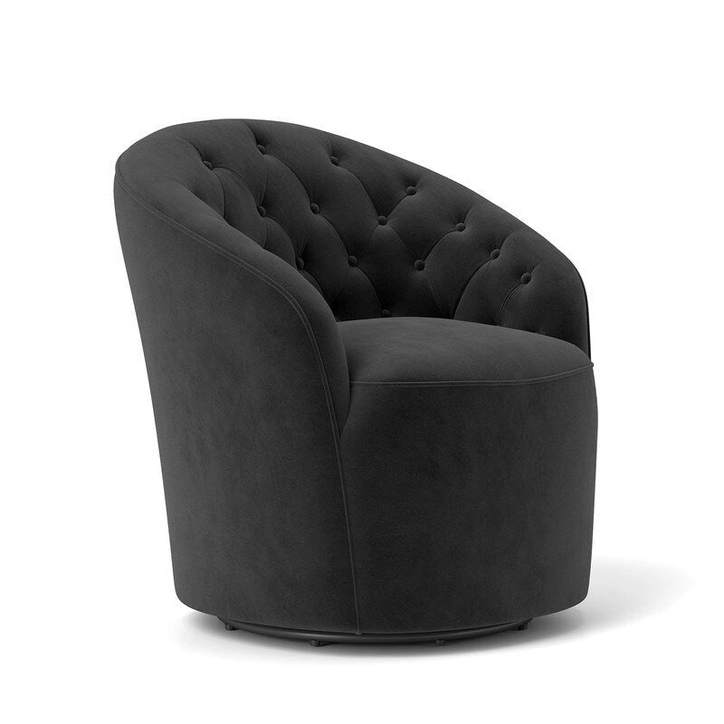 Moderne met fluweel beklede draaifauteuil van 360 graden met gecapitonneerde rugleuning, set van 2