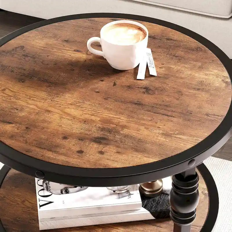 End Table 3-Tier Round Side Table Living Room Accent Table