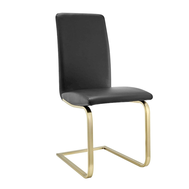 Eetkamerstoel in zwart met mat geborstelde gouden poten - set van 2