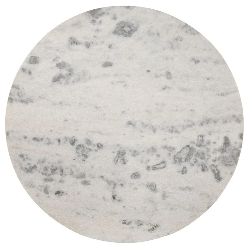 Eettafel van 46 Inch, rond marmeren blad, voetstuk, gegroefd, bruin