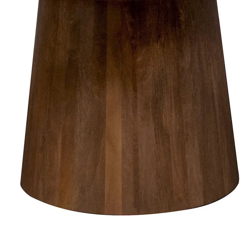 Eettafel van 46 Inch, rond marmeren blad, voetstuk, gegroefd, bruin